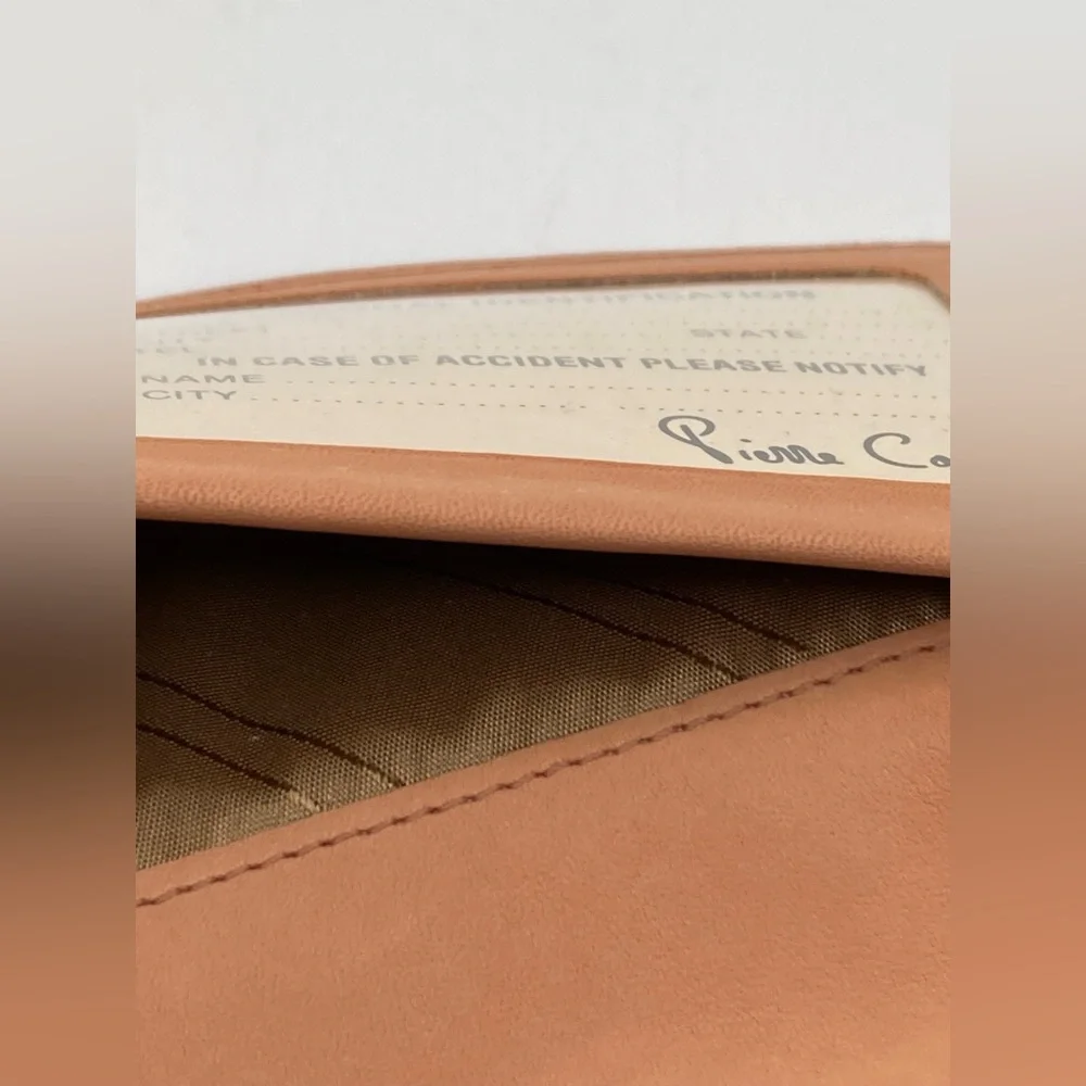 Vintage Pierre Cardin Bifold Wallet Monogram Pattern Tan Leather Trim